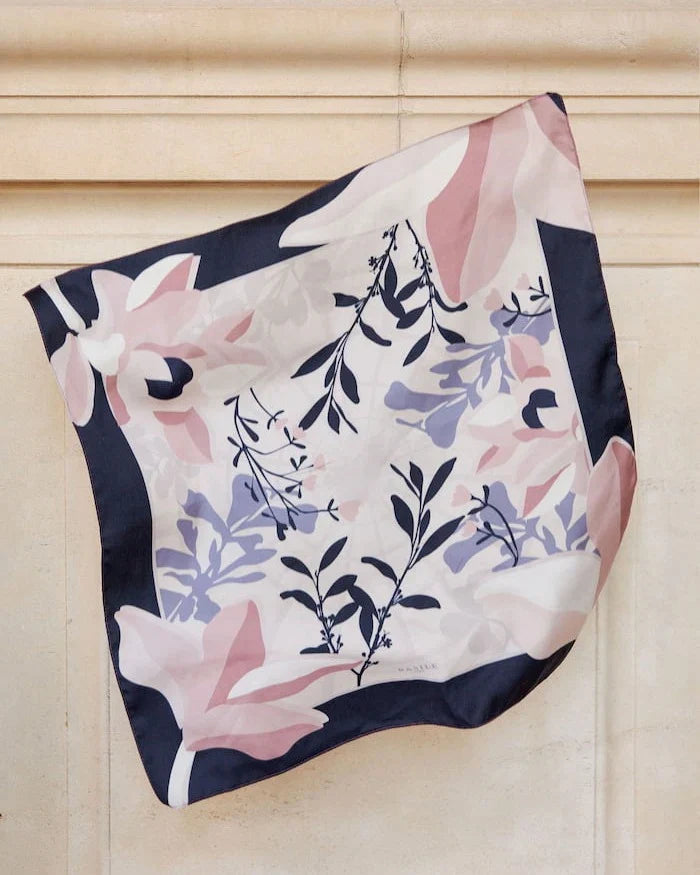 Le Foulard Gloriette - Marine / Rose Poudré